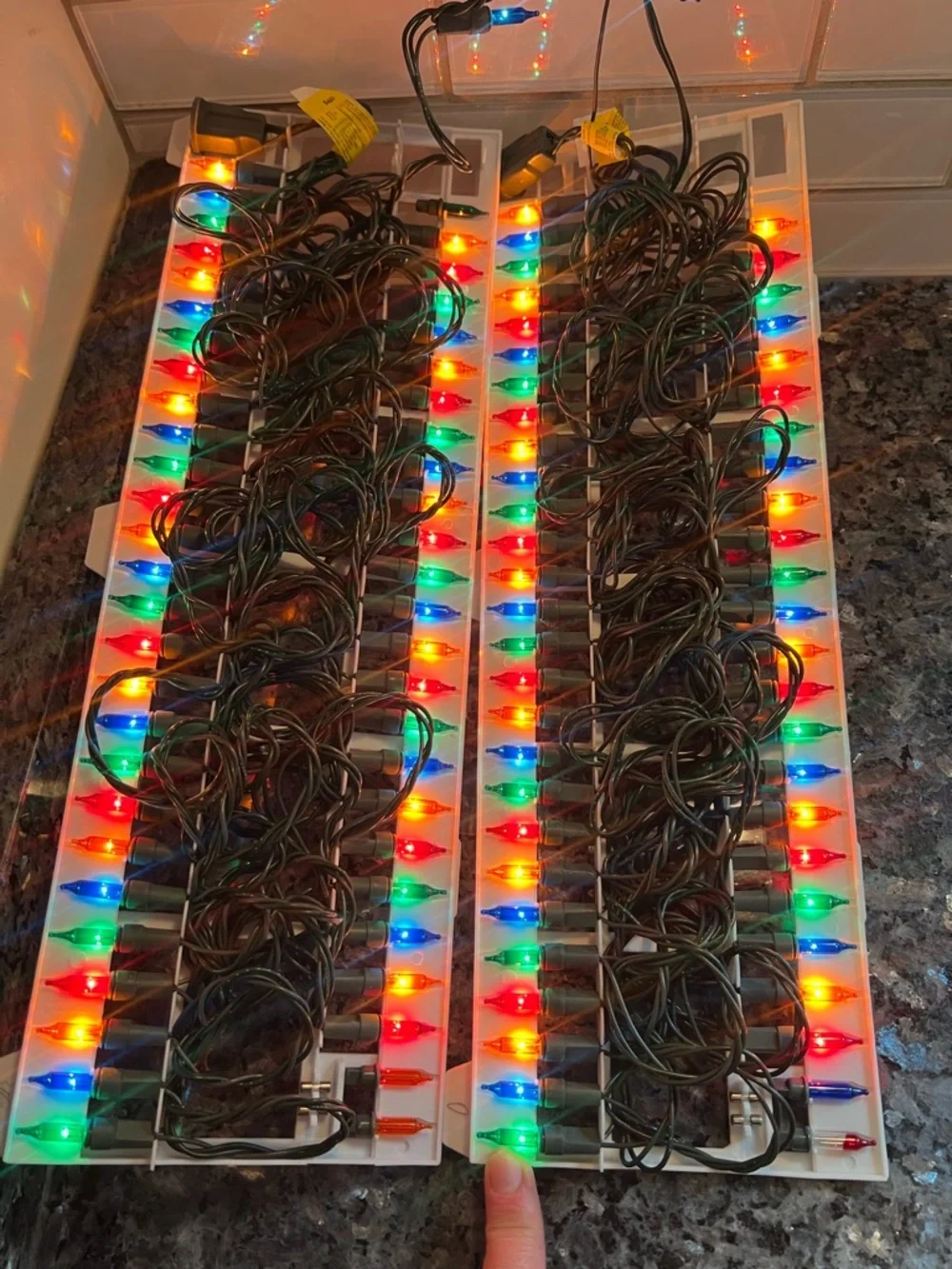 Lot Of 2 GE String-A-Long Miniature Style Christmas Lights, Color Bulbs TESTED